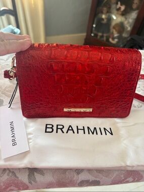 BRAHMIN Minuette RED Opal Metallic Crossbody
New with Tags